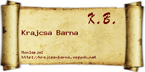 Krajcsa Barna névjegykártya